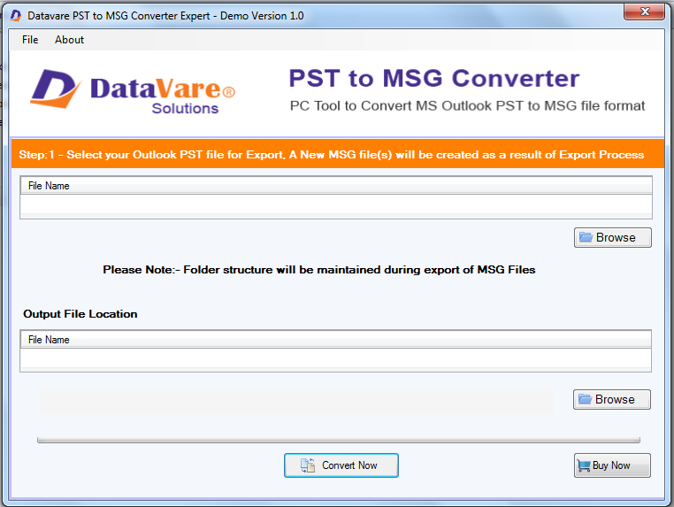 DataVare PST to MSG Converter Software Screenshot