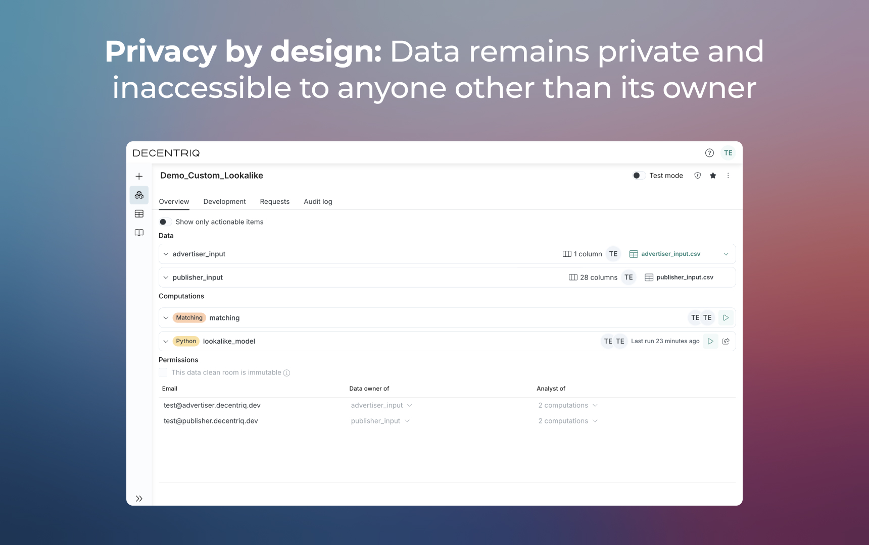 Decentriq Screenshot