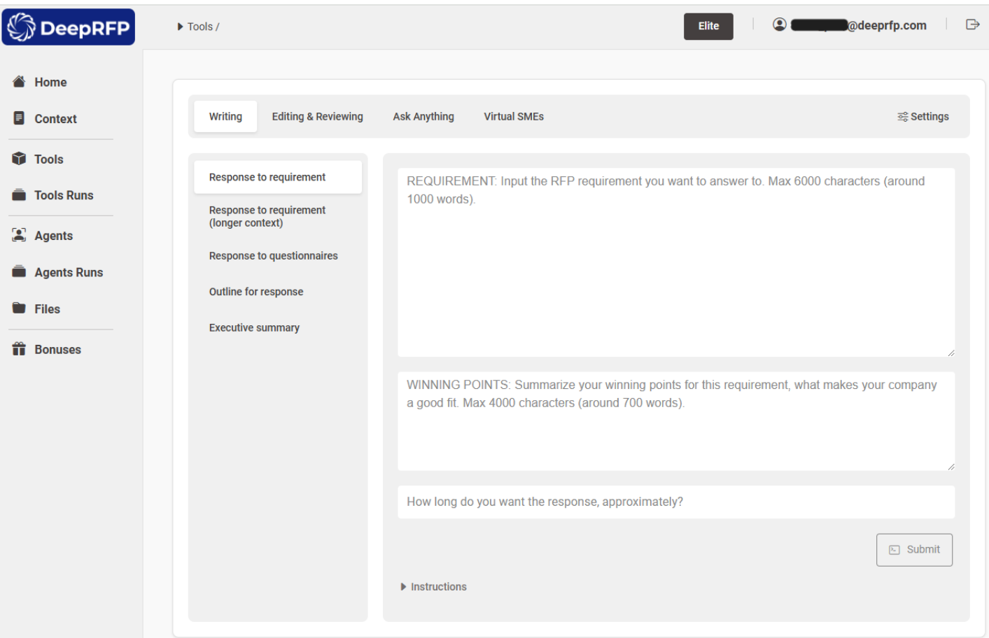 DeepRFP Screenshot