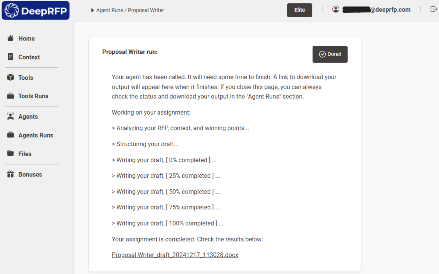 DeepRFP Screenshot