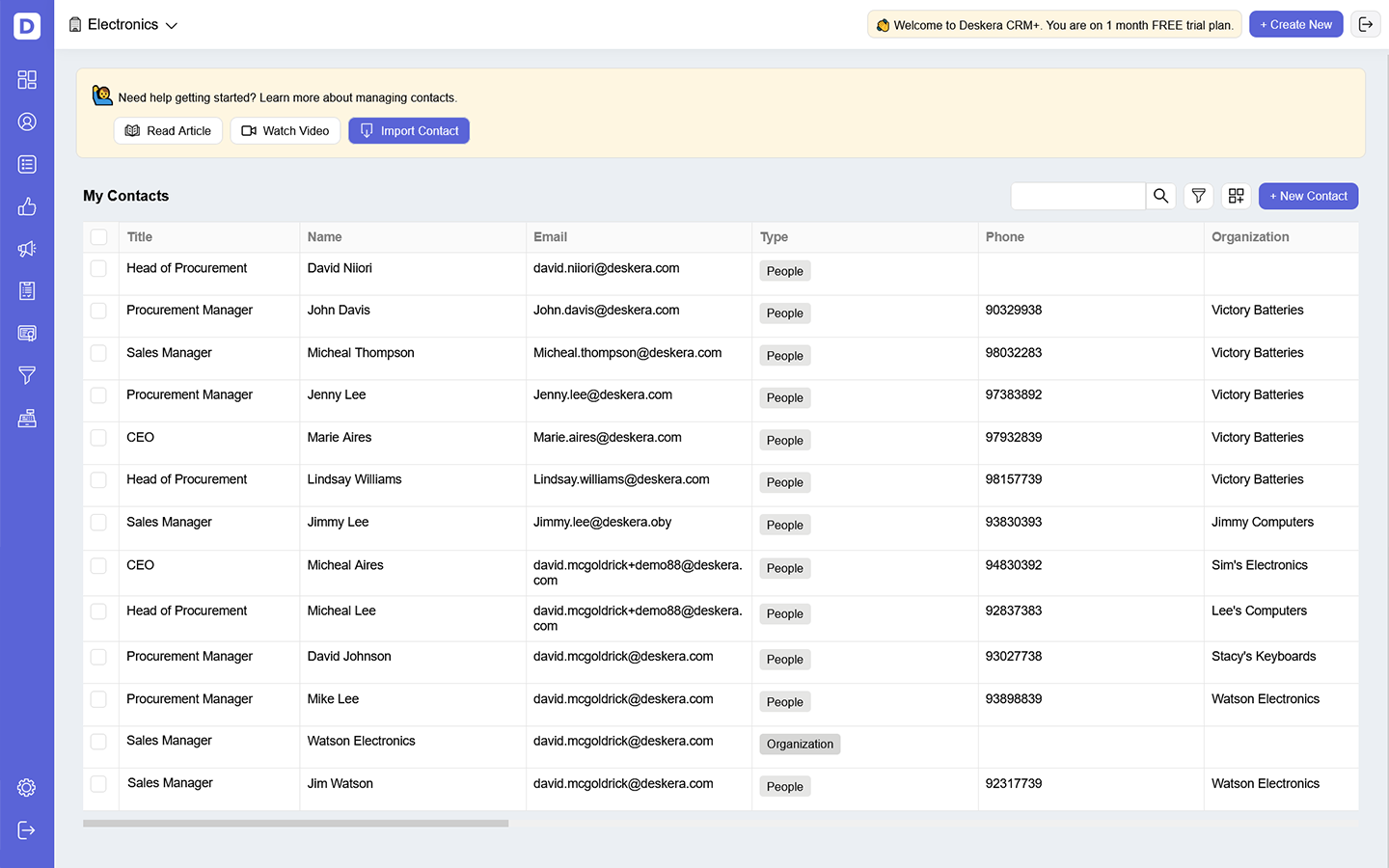 Deskera CRM Screenshot