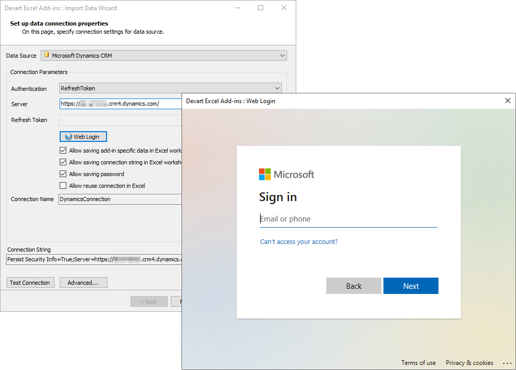 Devart Excel Add-In for Dynamics 365 Screenshot
