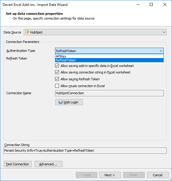 Devart Excel Add-In for HubSpot Screenshot