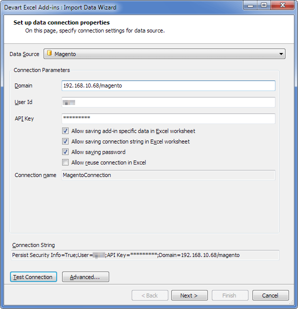 Devart Excel Add-In for Magento Screenshot