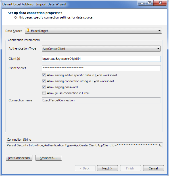 Devart Excel Add-In for Salesforce Marketing Cloud Screenshot