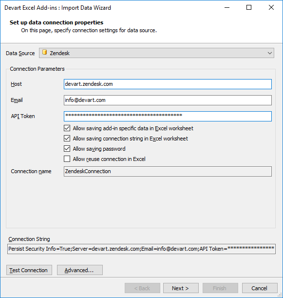 Devart Excel Add-In for Zendesk Screenshot
