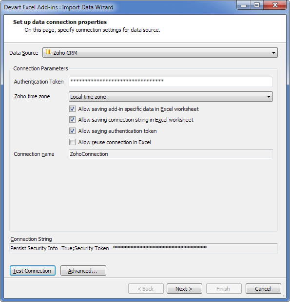 Devart Excel Add-In for Zoho CRM Screenshot
