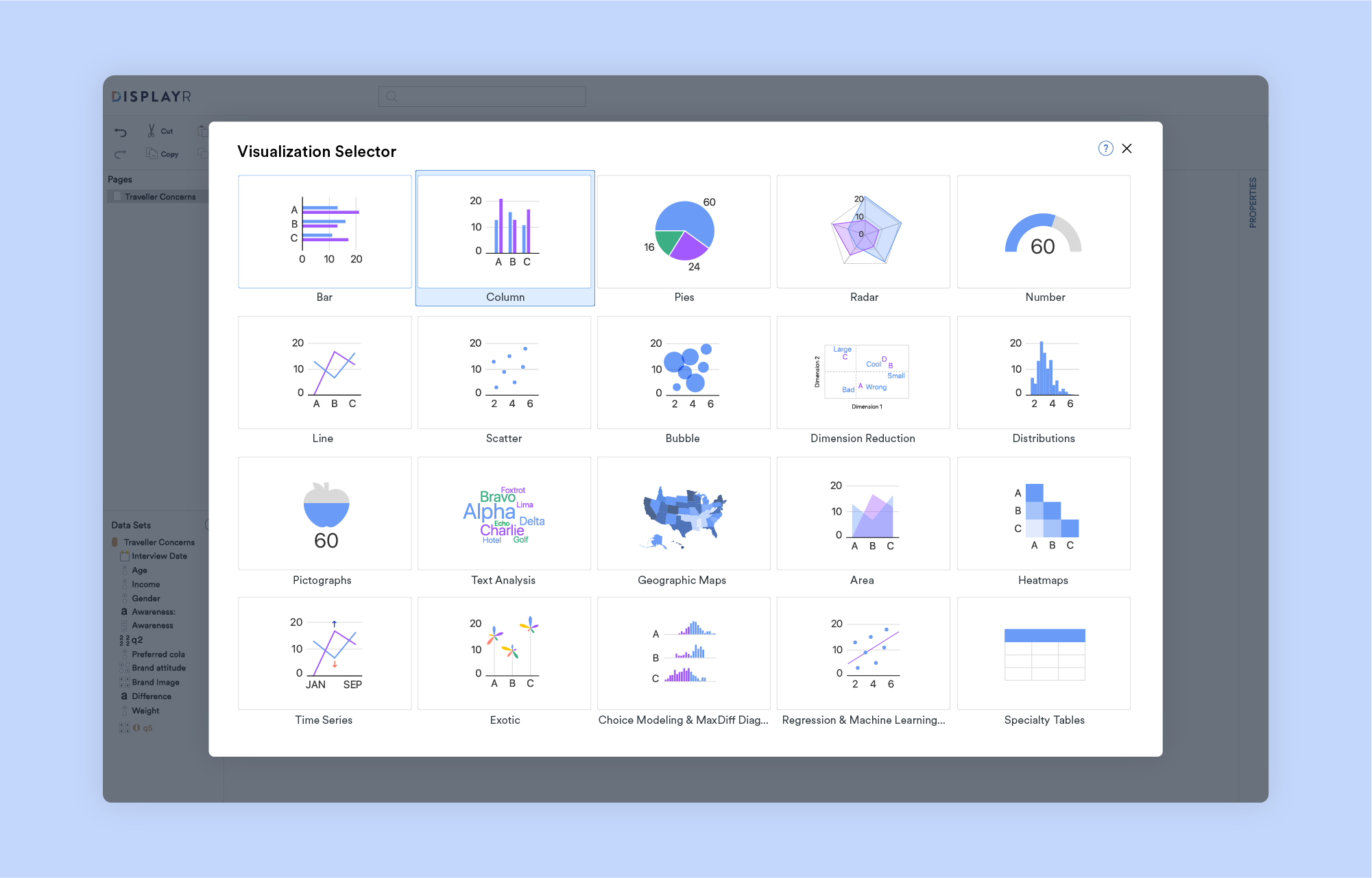 Displayr screenshot & Video