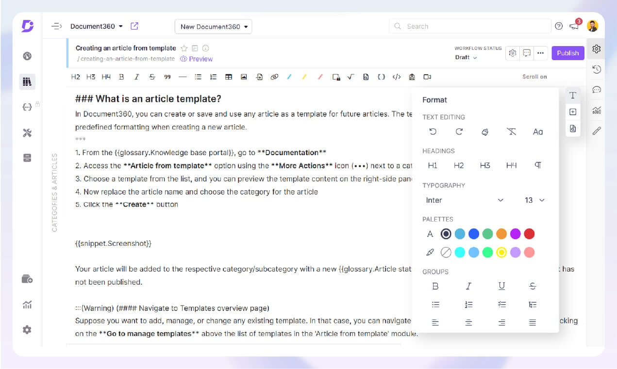 Document360 screenshot & Video