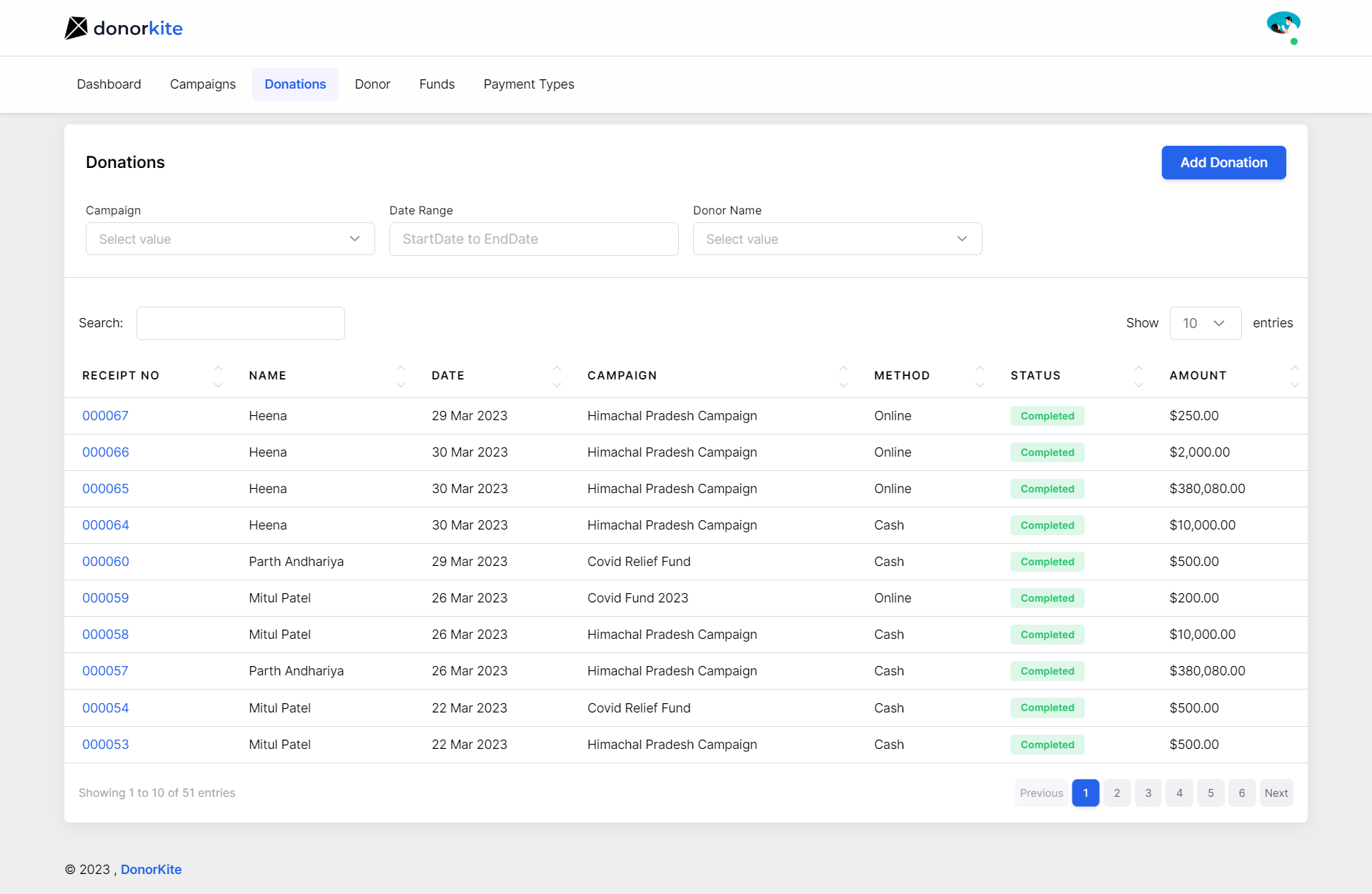 DonorKite Screenshot