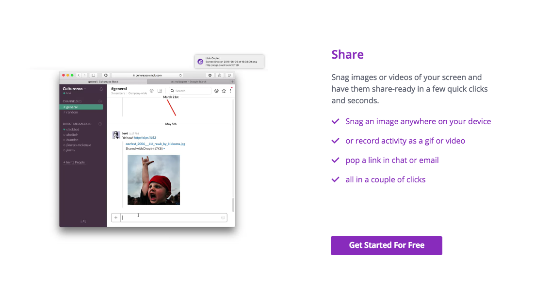 Droplr screenshot & Video