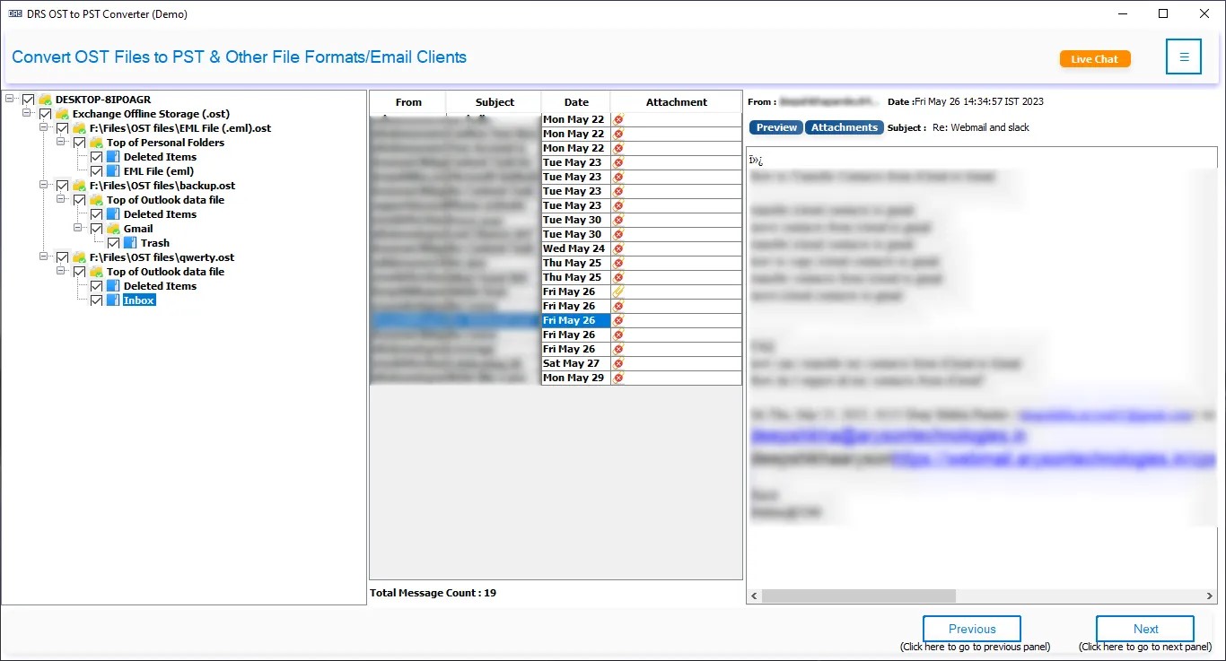 DRS OST to PST Converter Screenshot
