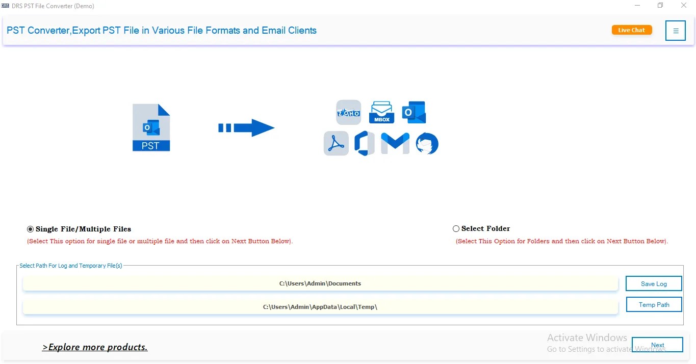 DRS Softech PST File Converter Screenshot
