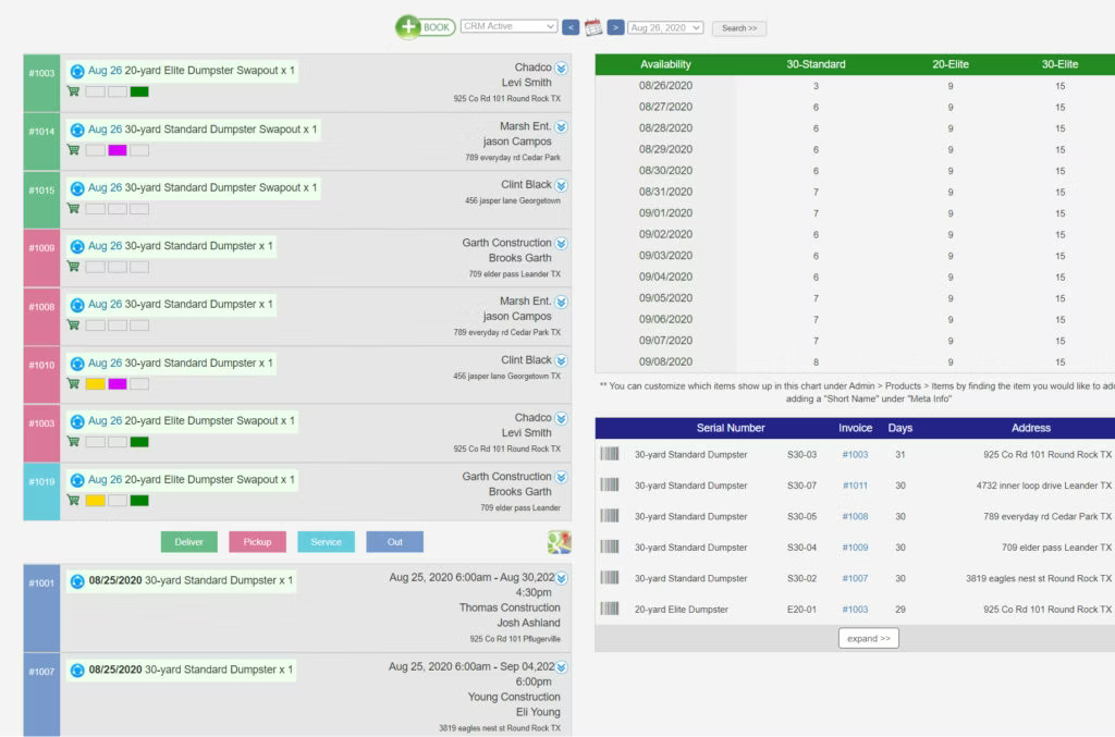Dumpster Rental Systems Screenshot