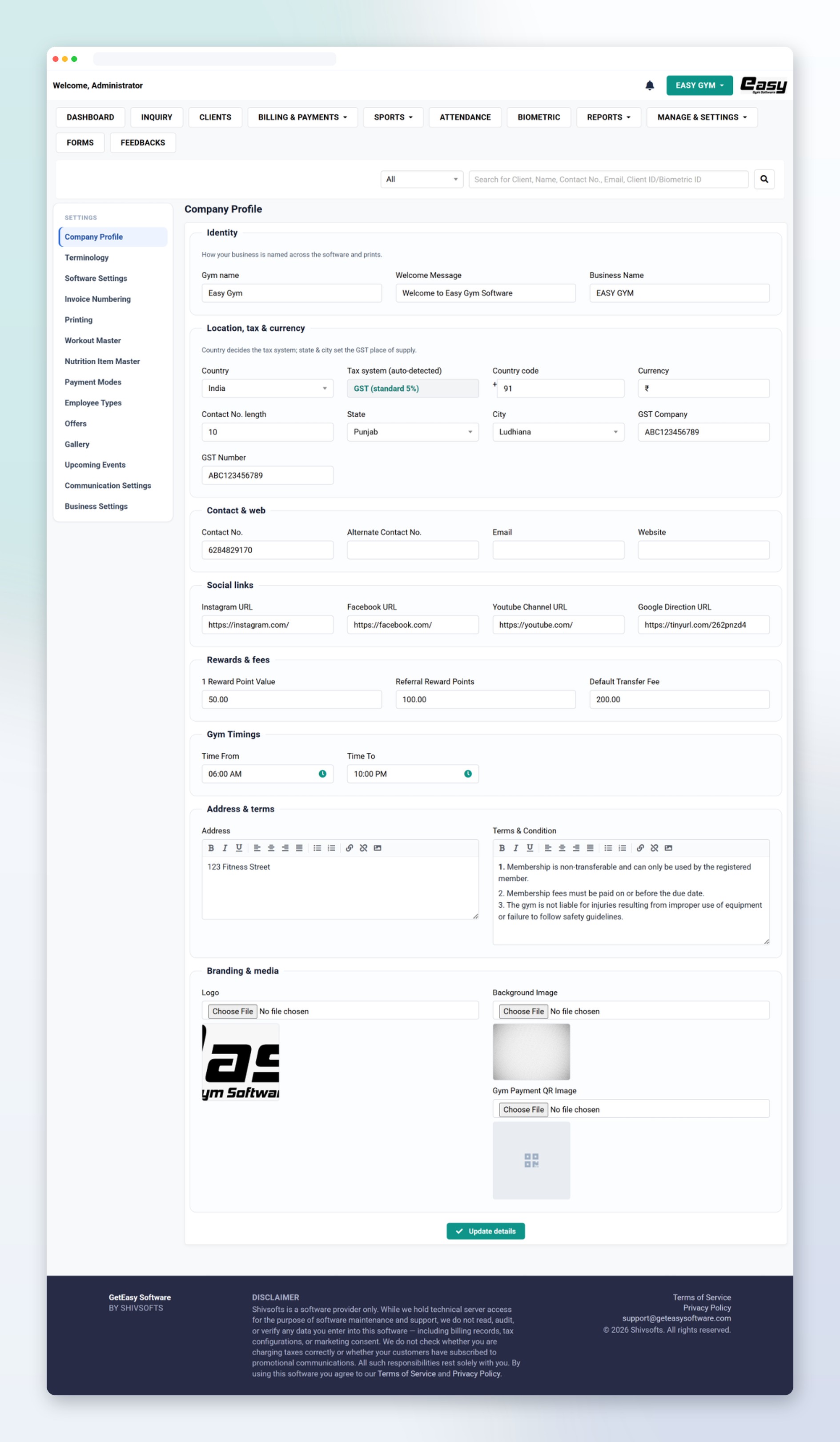 Easy Gym Software Screenshot