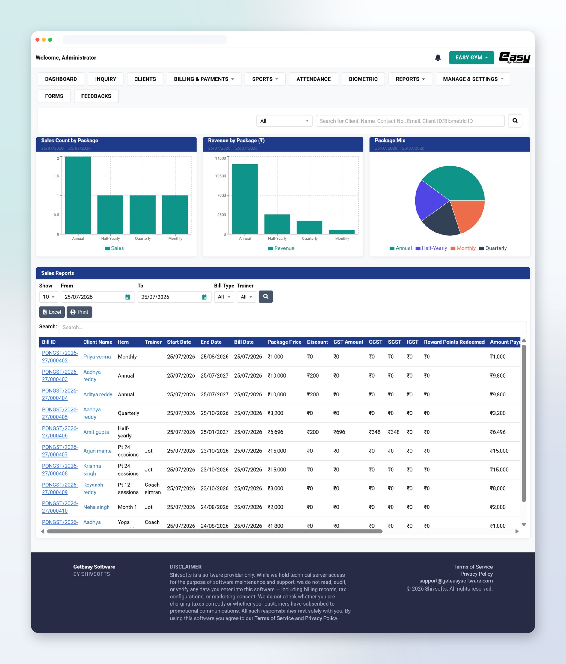 Easy Gym Software Screenshot