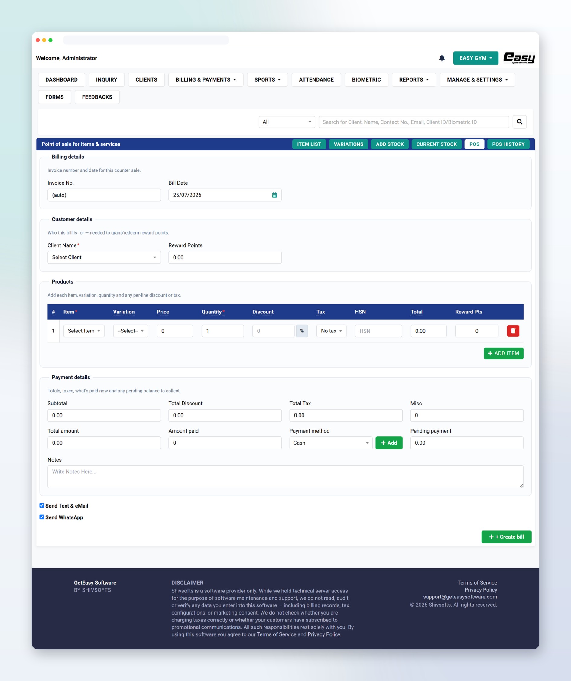 Easy Gym Software Screenshot