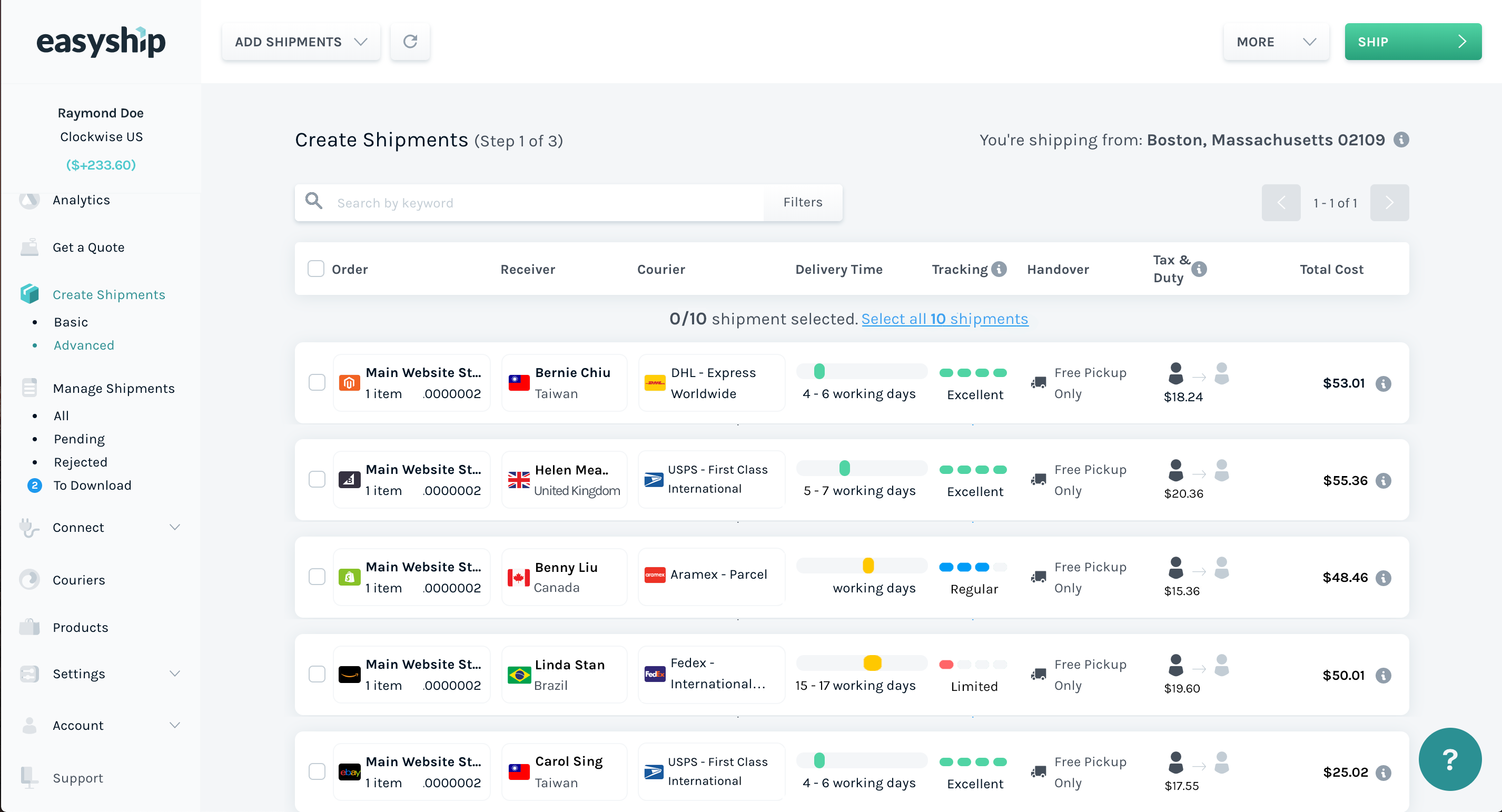 Easyship screenshot & Video
