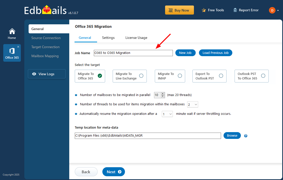 EdbMails Office 365 Migration screenshot & Video