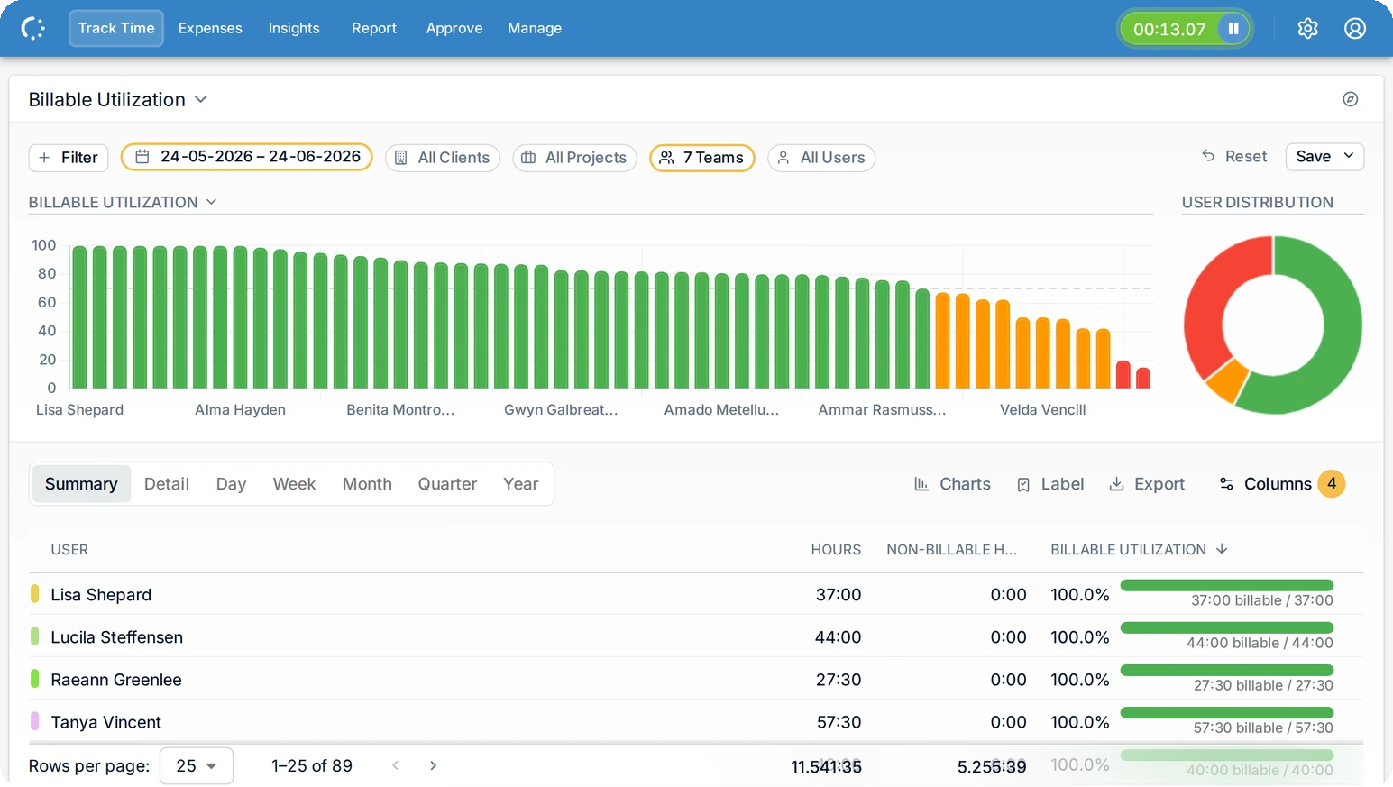 eHour Screenshot