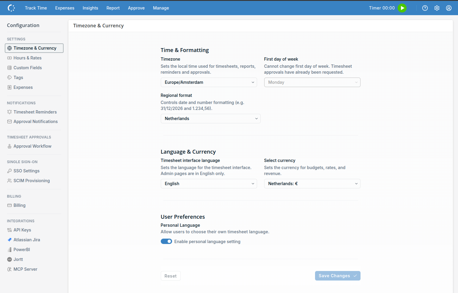 eHour Screenshot