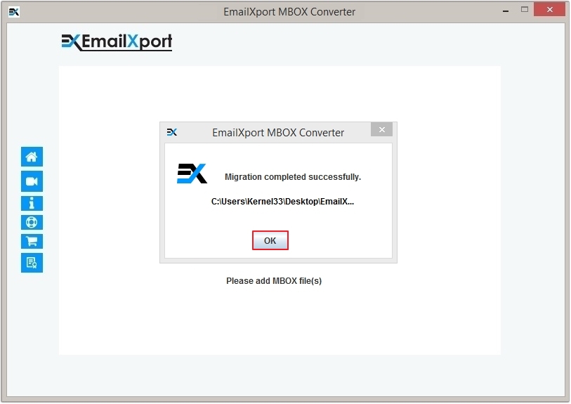 EmailXport MBOX Converter Screenshot