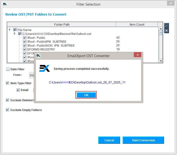 EmailXport OST Converter Screenshot