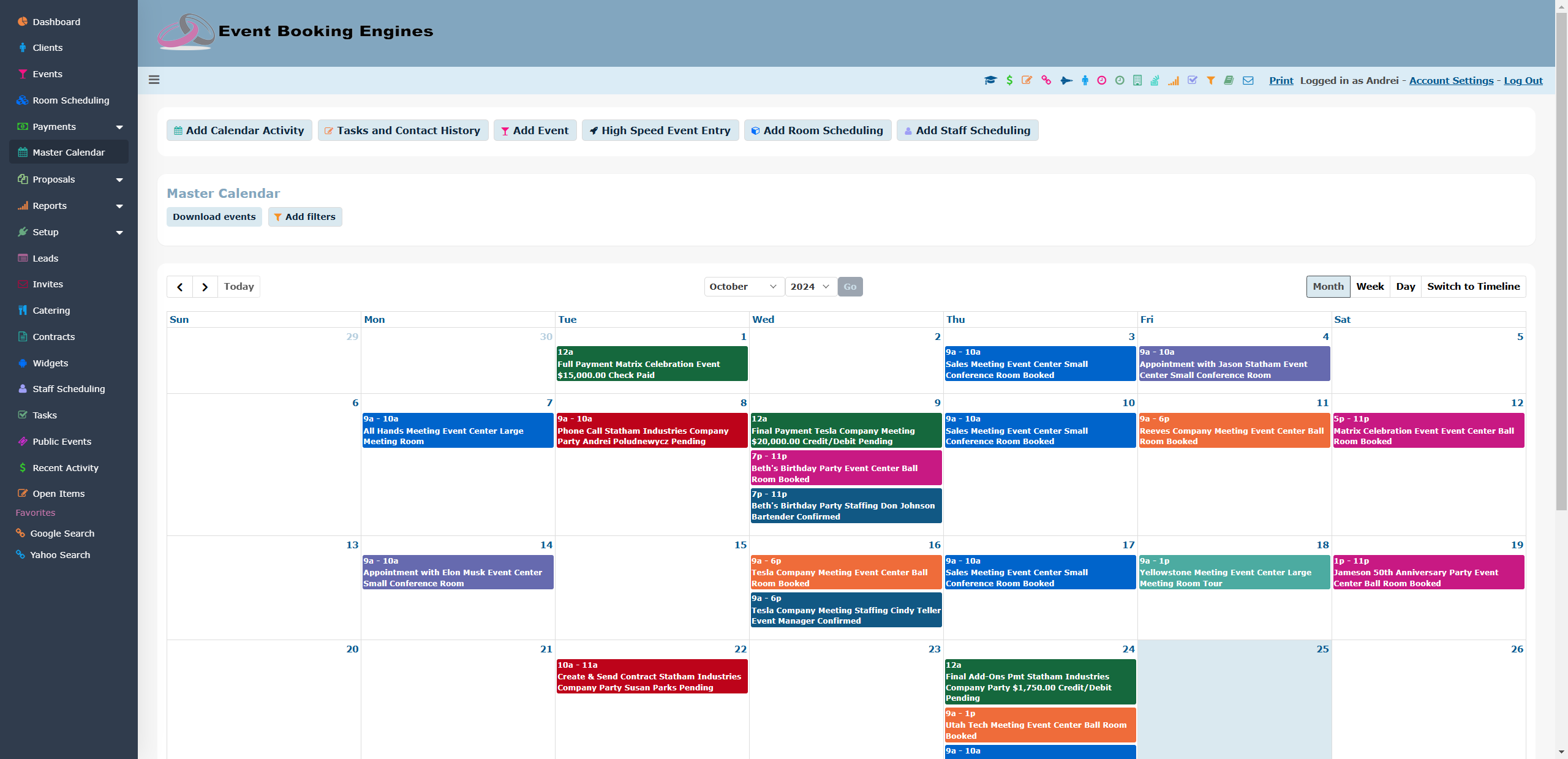 Event Booking Engines Screenshot