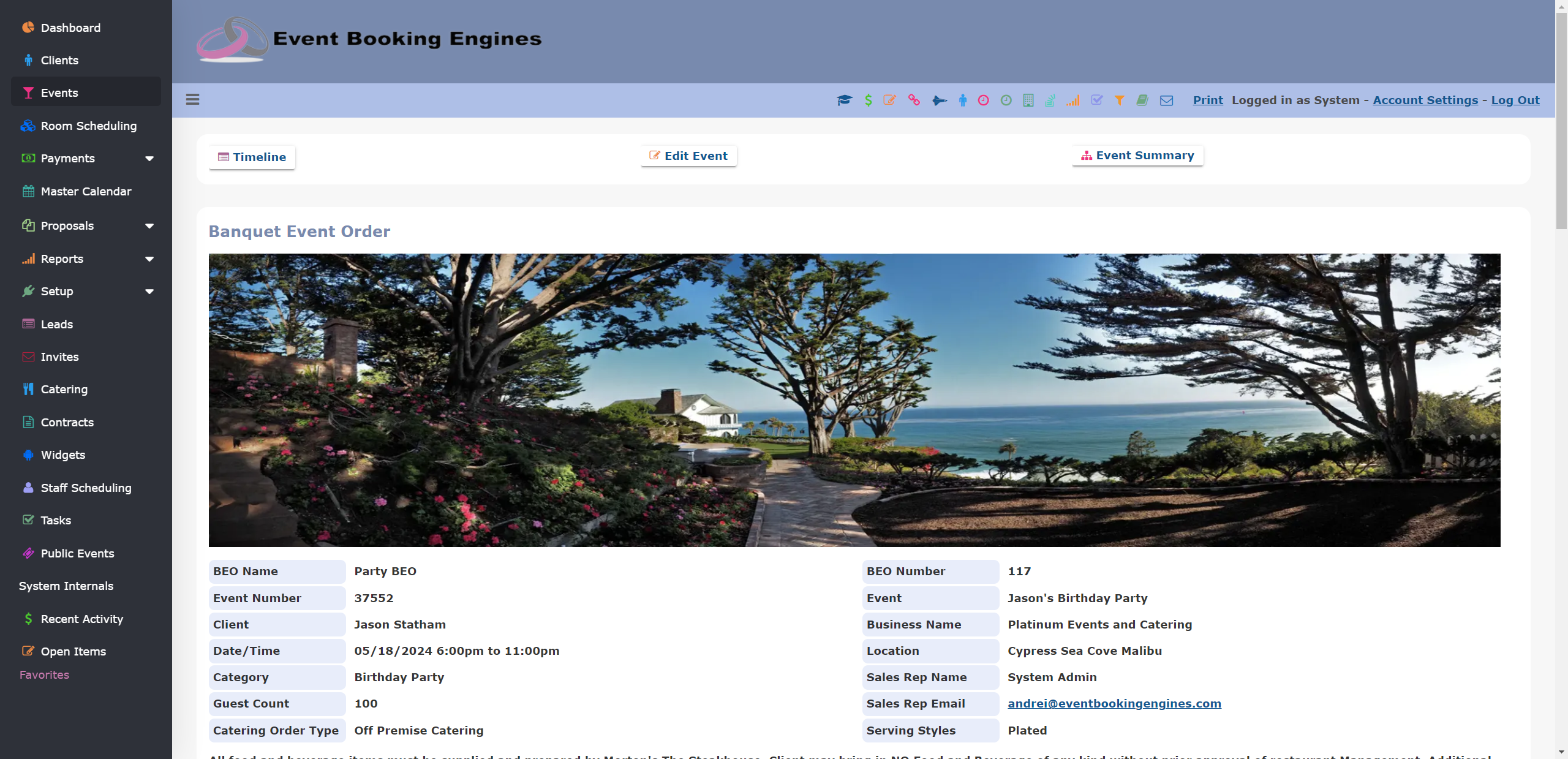 Event Booking Engines Screenshot