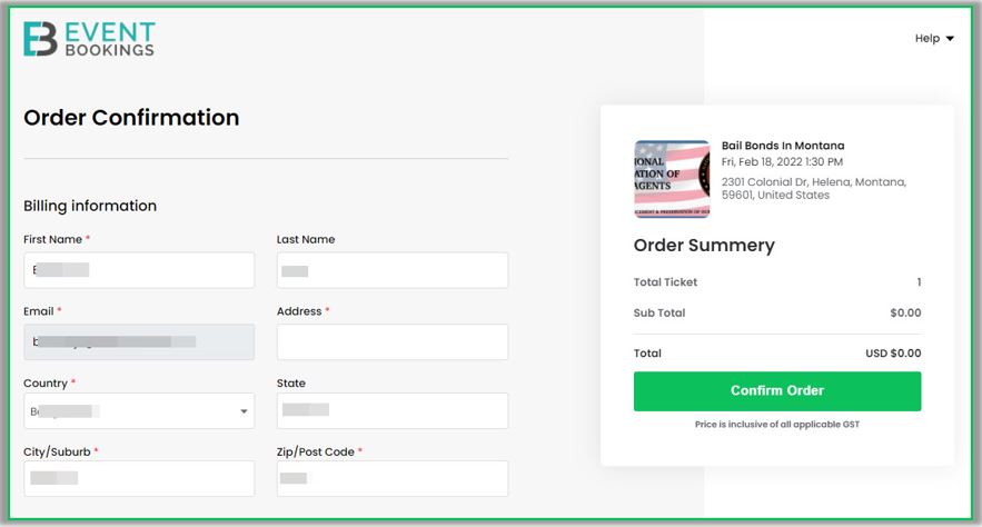 EventBookings Screenshot