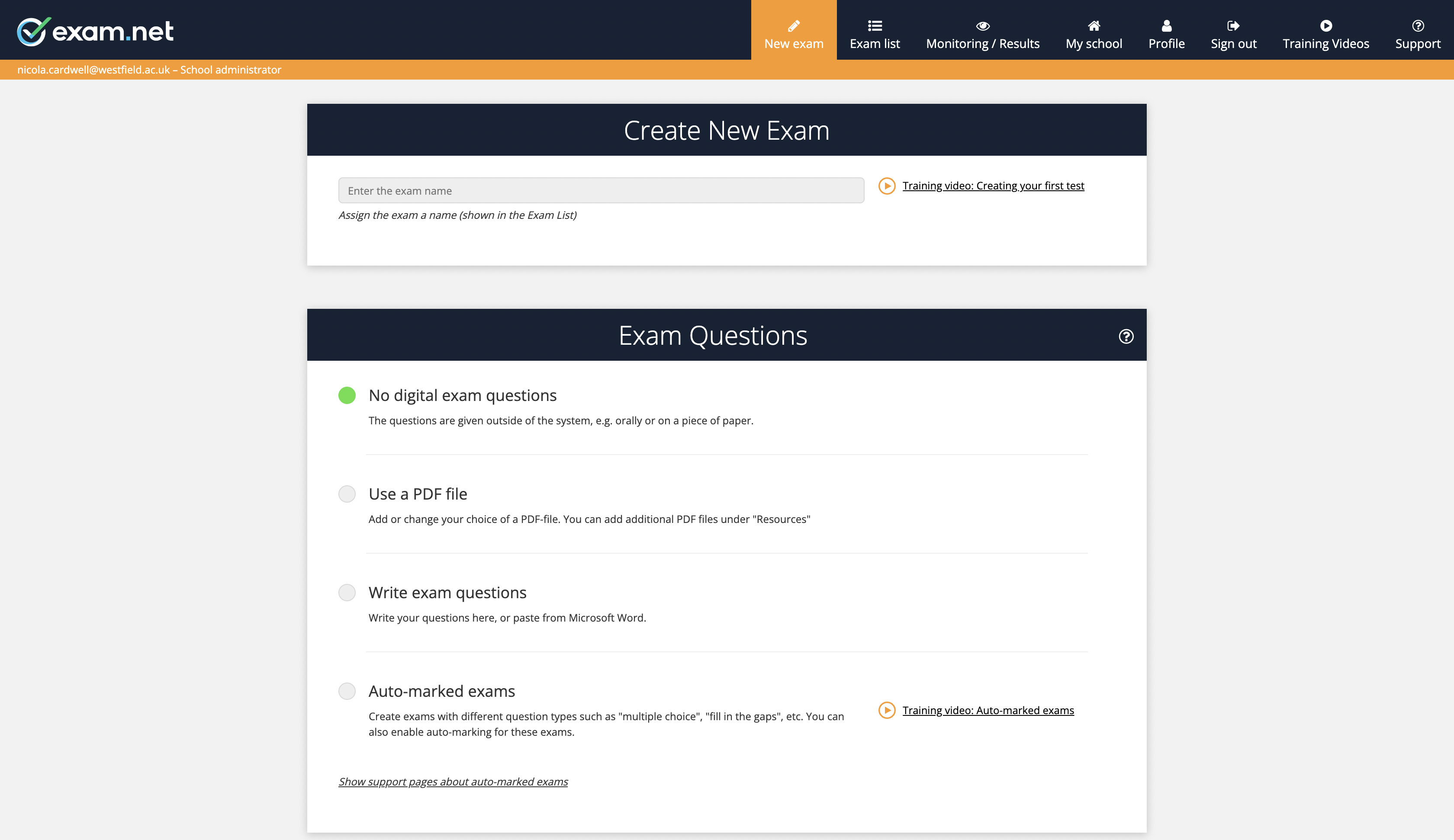 Exam.net Screenshot
