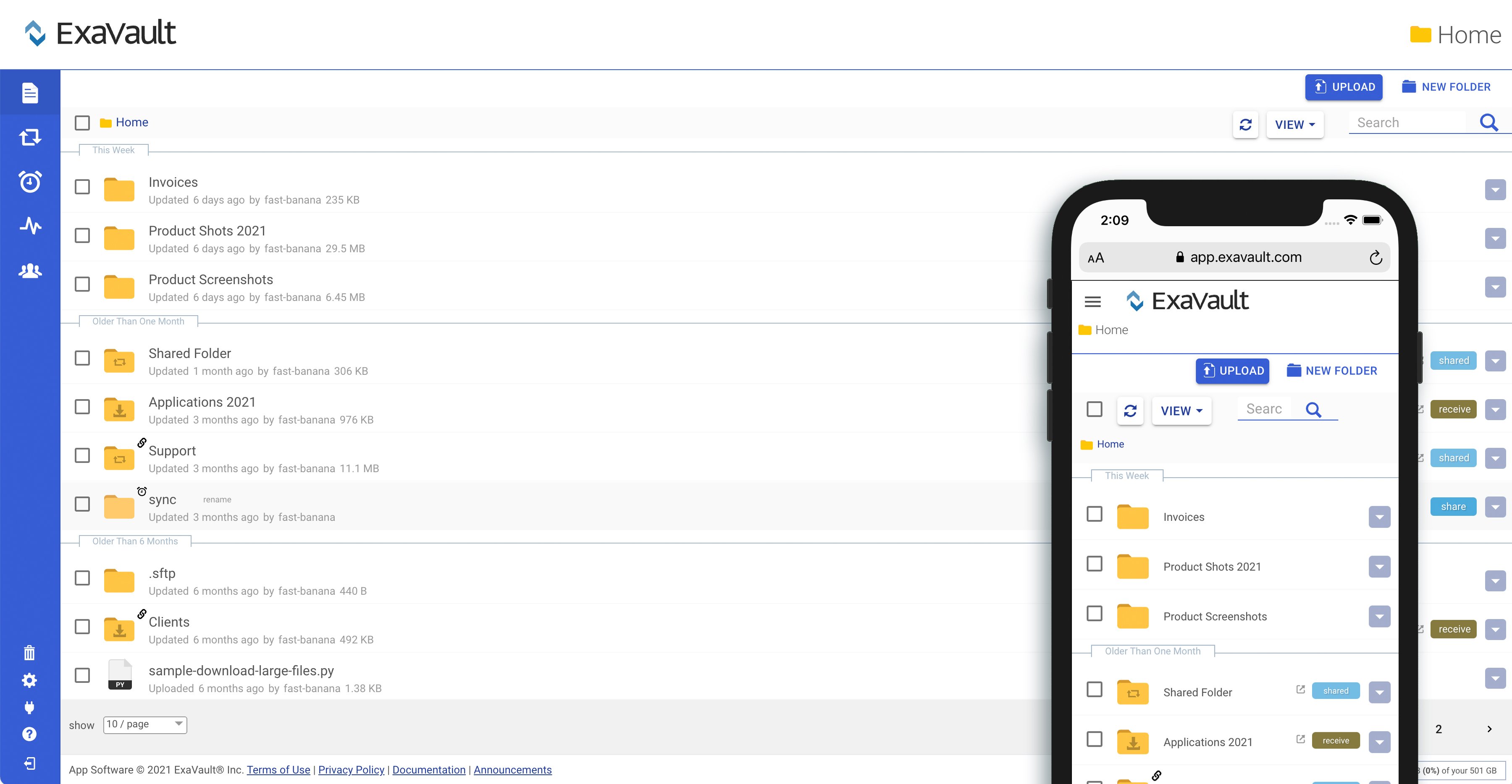 ExaVault Cloud FTP Screenshot