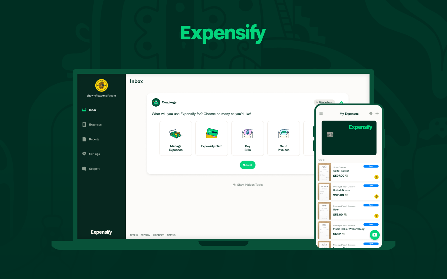 Expensify screenshot & Video