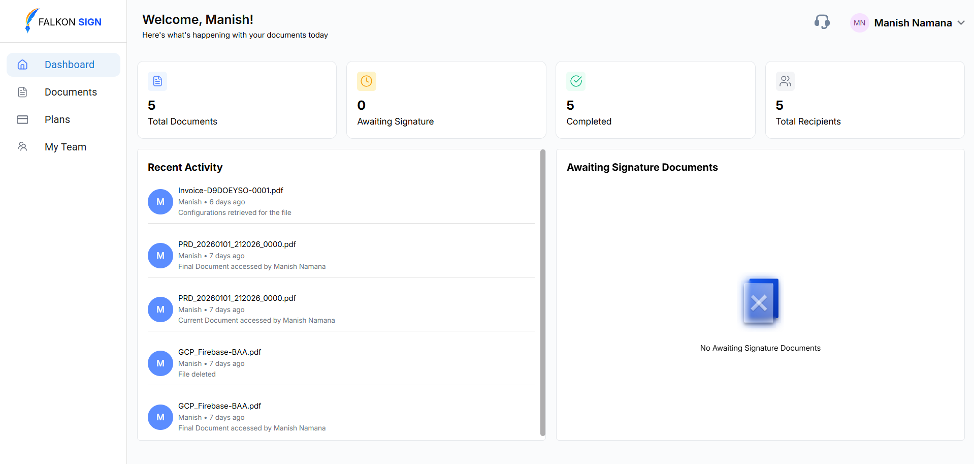 Falkon Sign Screenshot