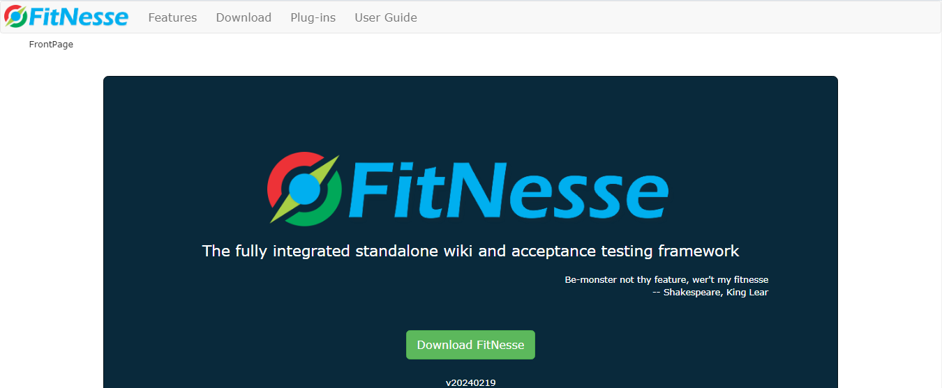 FitNesse Screenshot