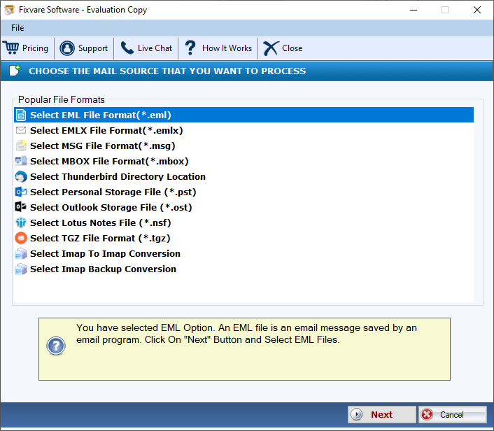 FixVare EML to PST Converter Screenshot