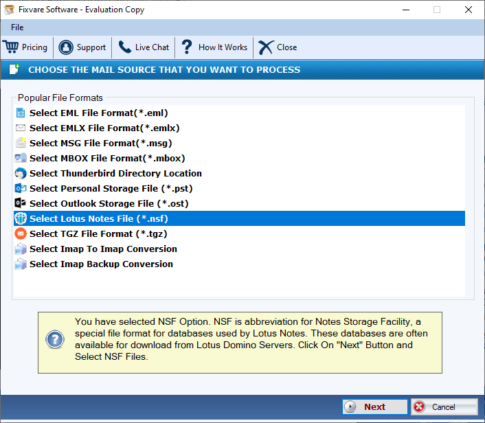 FixVare NSF to PST Converter Screenshot
