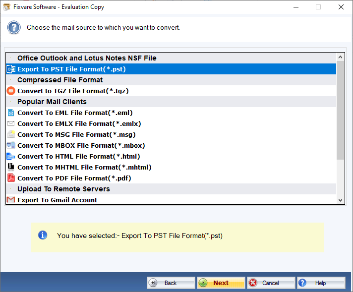 FixVare NSF to PST Converter Screenshot