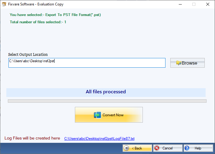 FixVare NSF to PST Converter Screenshot