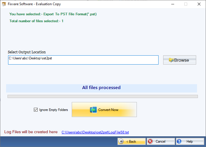 FixVare OST to PST Converter Screenshot