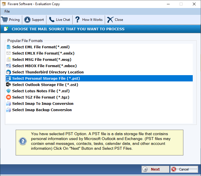 FixVare PST to MBOX Converter Screenshot