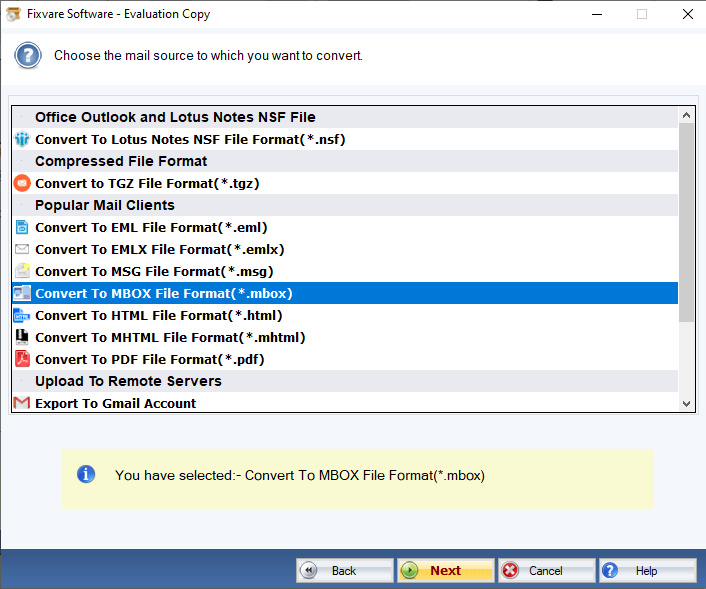 FixVare PST to MBOX Converter Screenshot