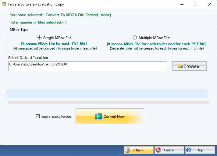 FixVare PST to MBOX Converter Screenshot