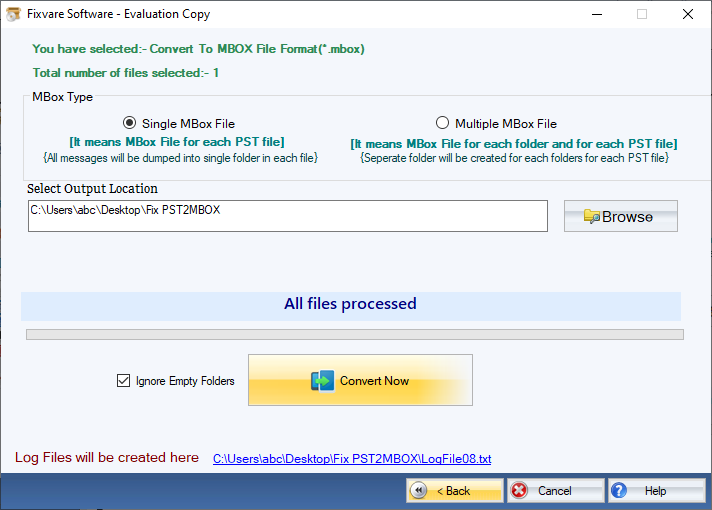 FixVare PST to MBOX Converter Screenshot