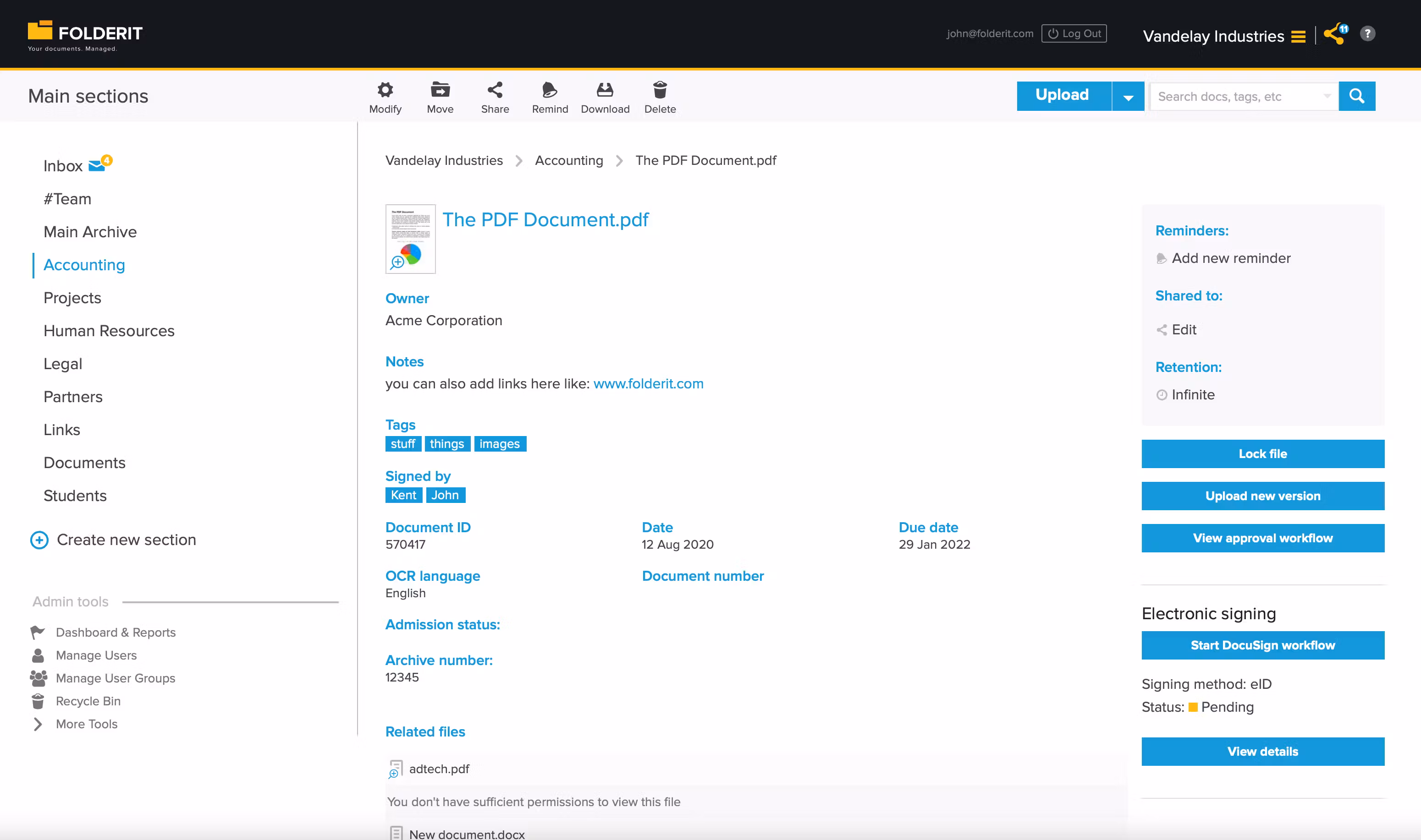 Folderit screenshot & Video
