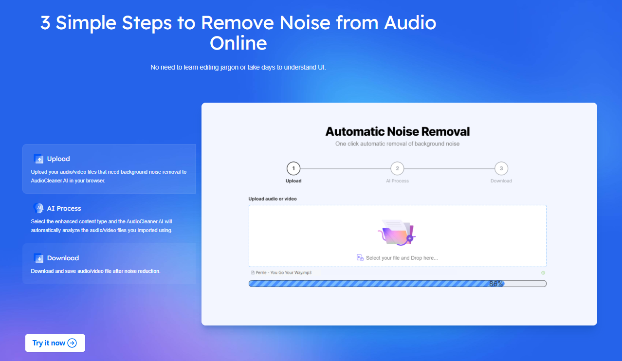 Free AI Audio Cleaner Online Screenshot