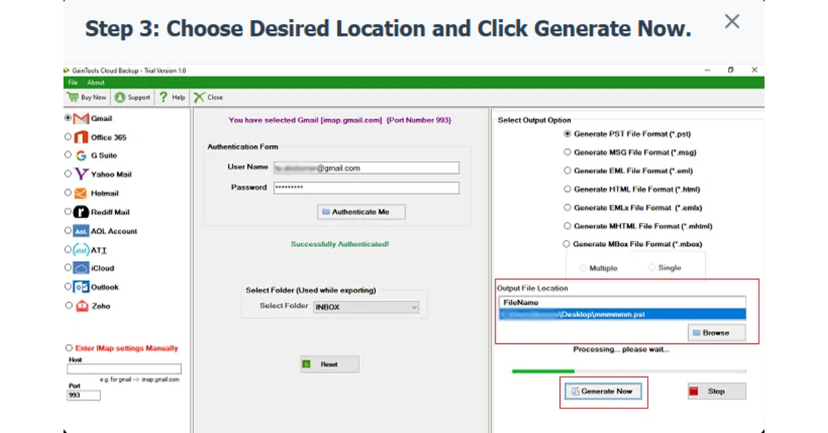 GainTools Office 365 Backup Tool Screenshot