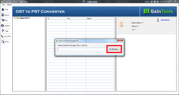 GainTools OST to MSG Converter Software Screenshot