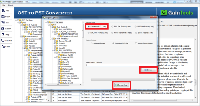 GainTools OST to MSG Converter Software Screenshot
