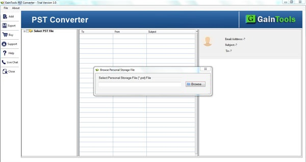 GainTools PST to VCF Converter Screenshot